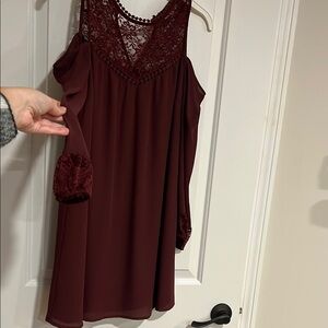 Elegant Burgundy Lace Dress
